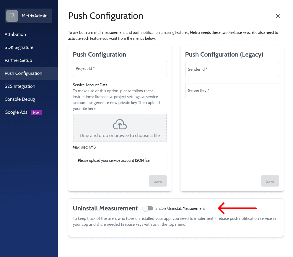 enable uninstall measurement