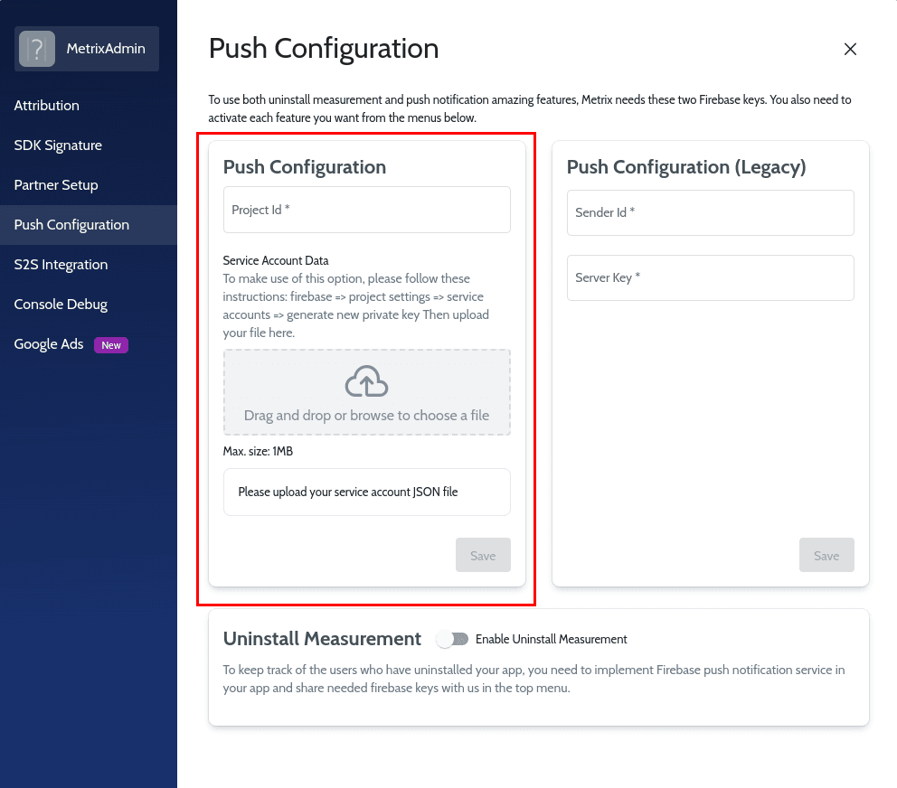 push configuration