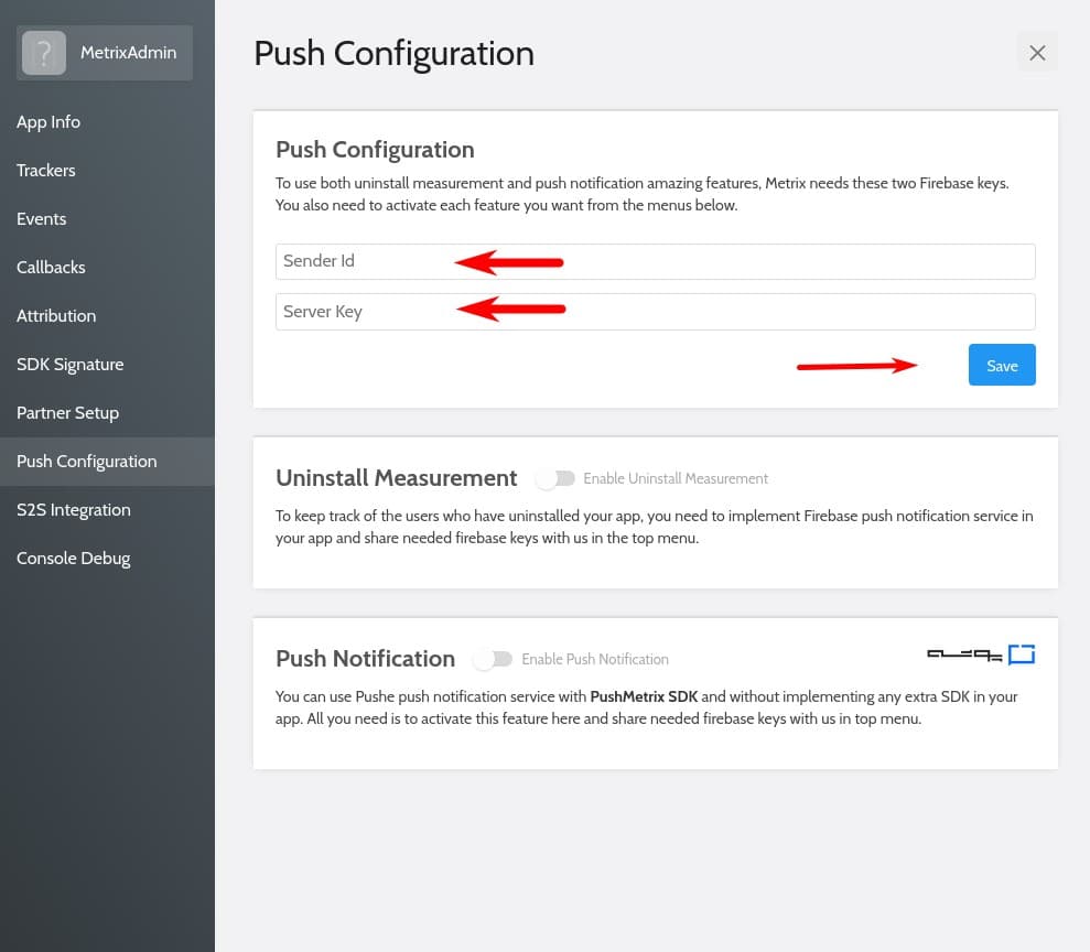 push configuration